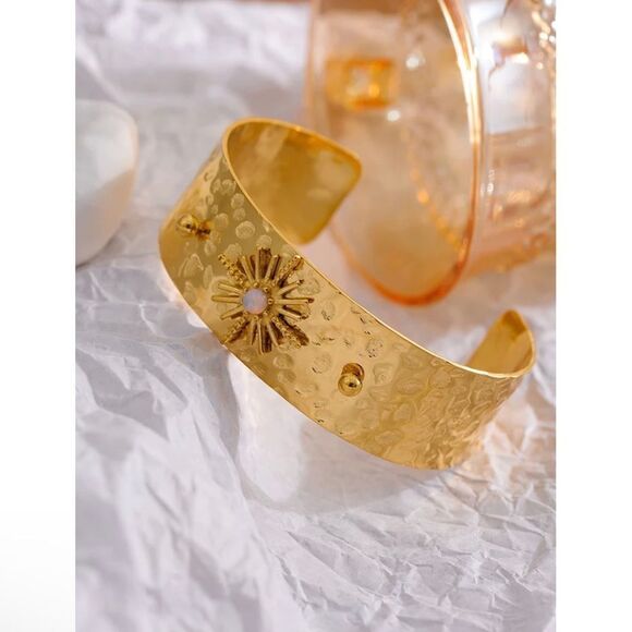 18K Gold Plated Celestial Cuff Bangle Bracelet - Picture 2 of 7